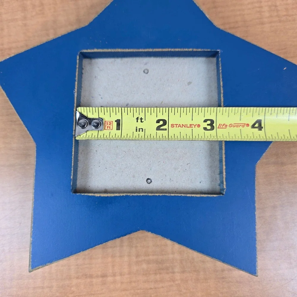 Picture Photo Frame Distressed Blue Star Wooden Dual Sided 3